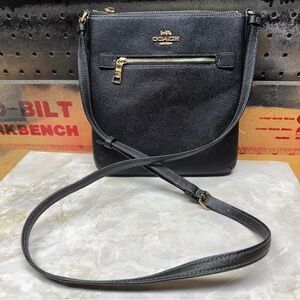 Coach Black Pebble Leather Crossbody with Gold Hardware